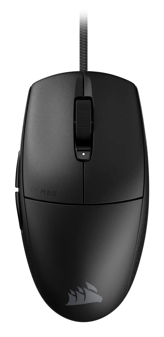 Corsair M55 Gaming-Maus – kabelgebunden, USB-A, 16'000 dpi, 6 Tasten, beidhändig, RGB-Beleuchtung, schwarz