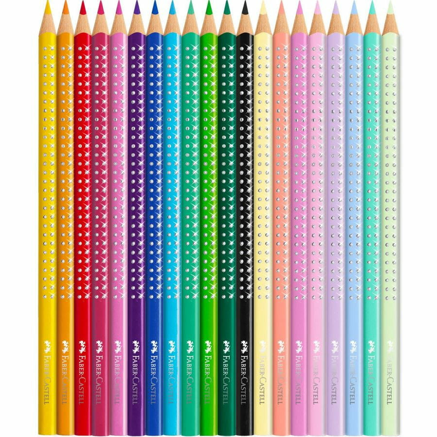 Faber-Castell Aquarellfarbstifte Grip Sparkle – 20 Farben, Ø 3 mm, dreikantig, FSC