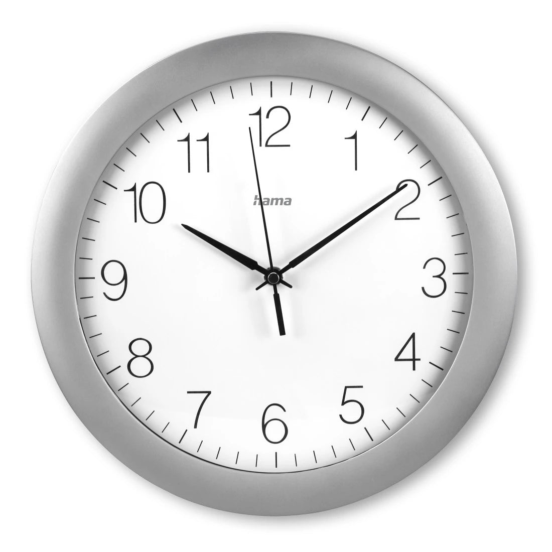 Hama Wanduhr – Funk, analog, Ø 30 cm, Silber, Kunststoff/Glas