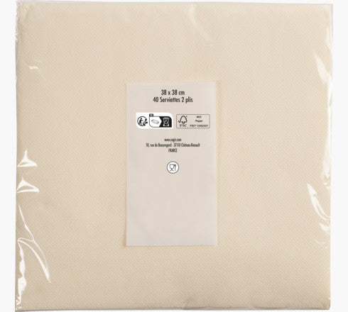 PRONAPPE Servietten, 38 × 38 cm, Elfenbein – FSC – 40 Stk.