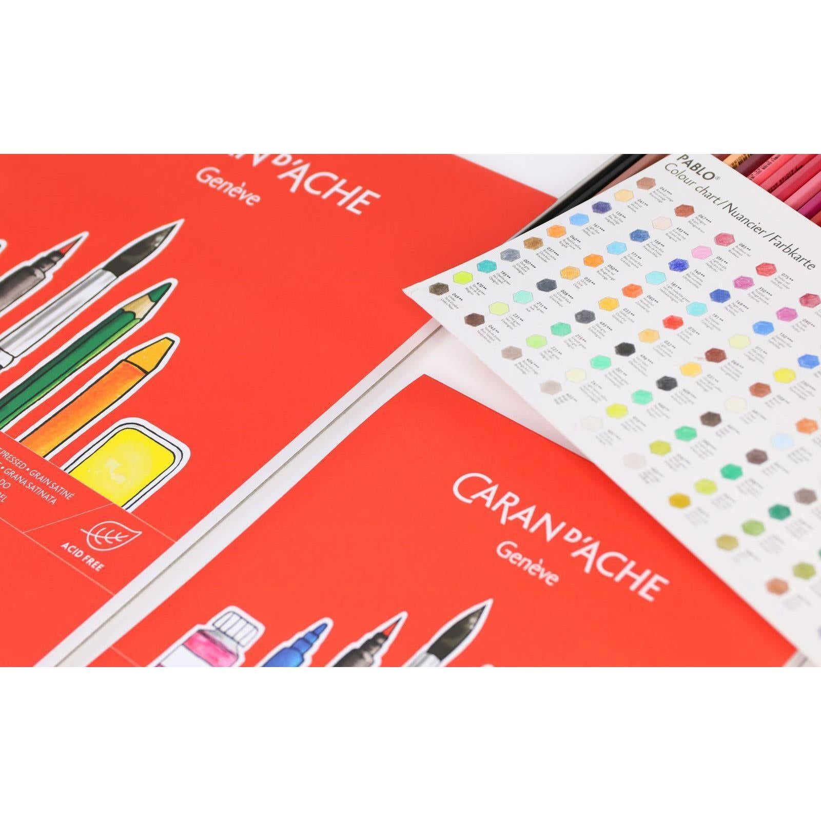 Caran d-Ache Caran d'Ache – Postkartenblock, Papier, 14,8 × 21 cm, Weiss, 12 Blatt