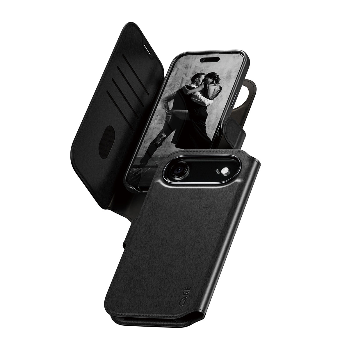 PanzerGlass Booklet-Hülle – für Apple iPhone 17 – schwarz – Kunstleder – mit Kartenfach, MagSafe-kompatibel