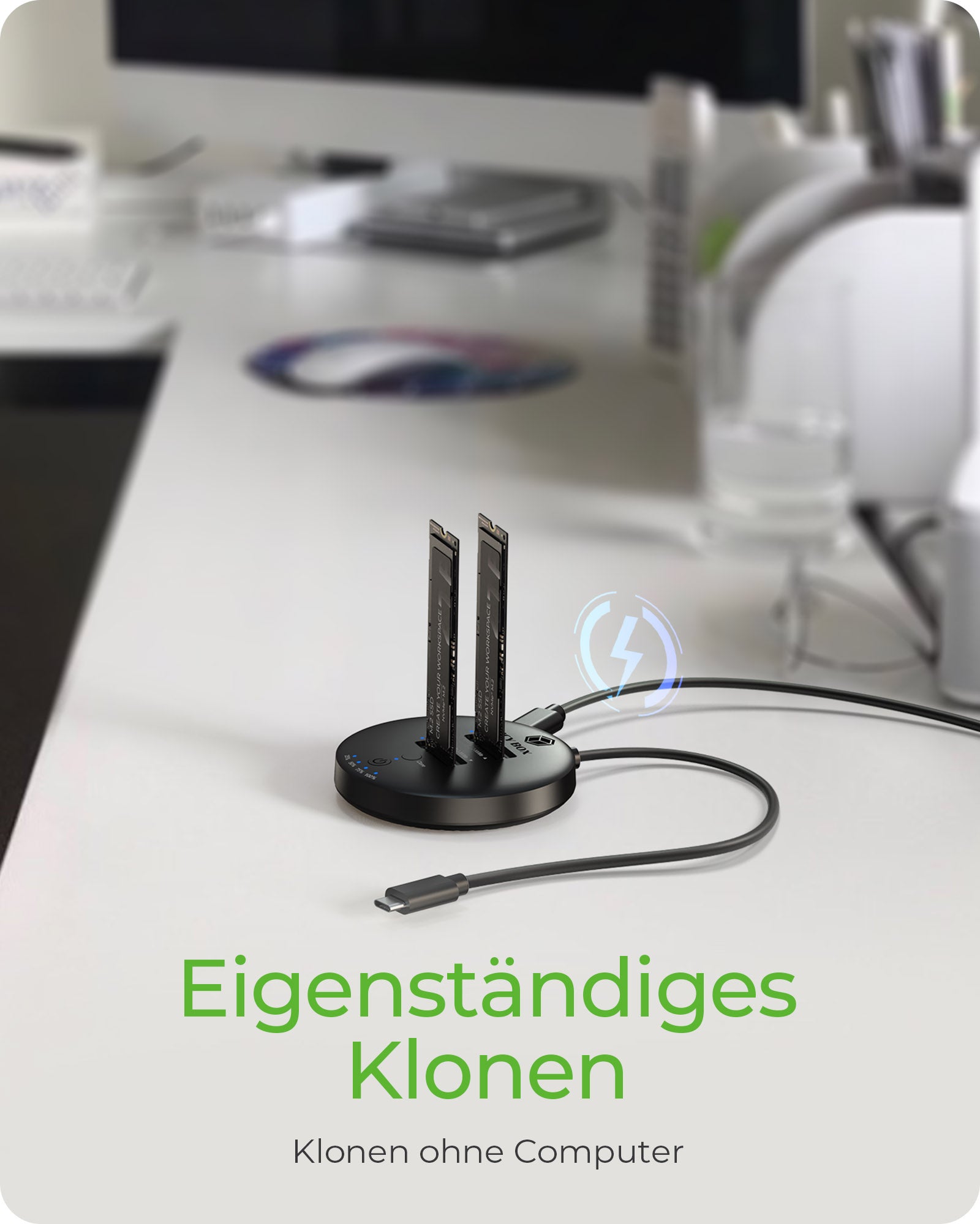 ICY BOX IB-1612MCL-C31 Dockingstation – USB-C, 2× M.2 NVMe, für Windows/Mac/Linux