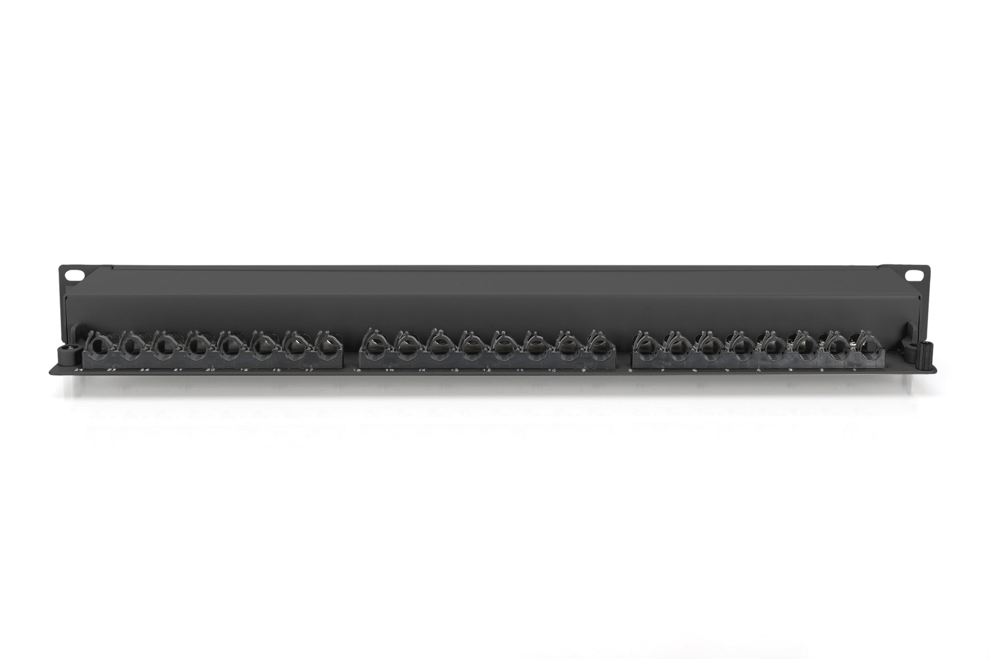 Digitus Patchpanel 24× RJ-45 – Cat6A (Klasse EA), geschirmt, 1U, 19", Schwarz, Stahl