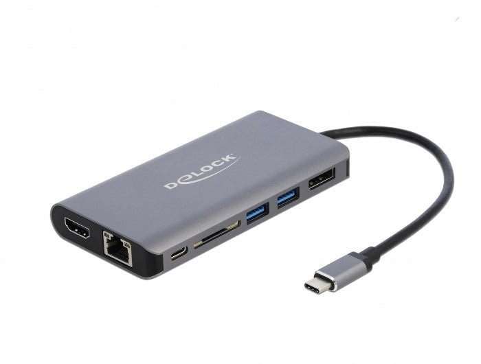 DeLOCK 87683 Dockingstation – USB-C, 1× DP, 1× HDMI, 2× USB-A, GbE, SD, für Windows/Mac/ChromeOS