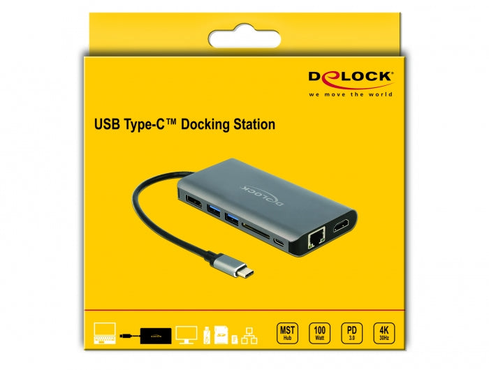 DeLOCK 87683 Dockingstation – USB-C, 1× DP, 1× HDMI, 2× USB-A, GbE, SD, für Windows/Mac/ChromeOS