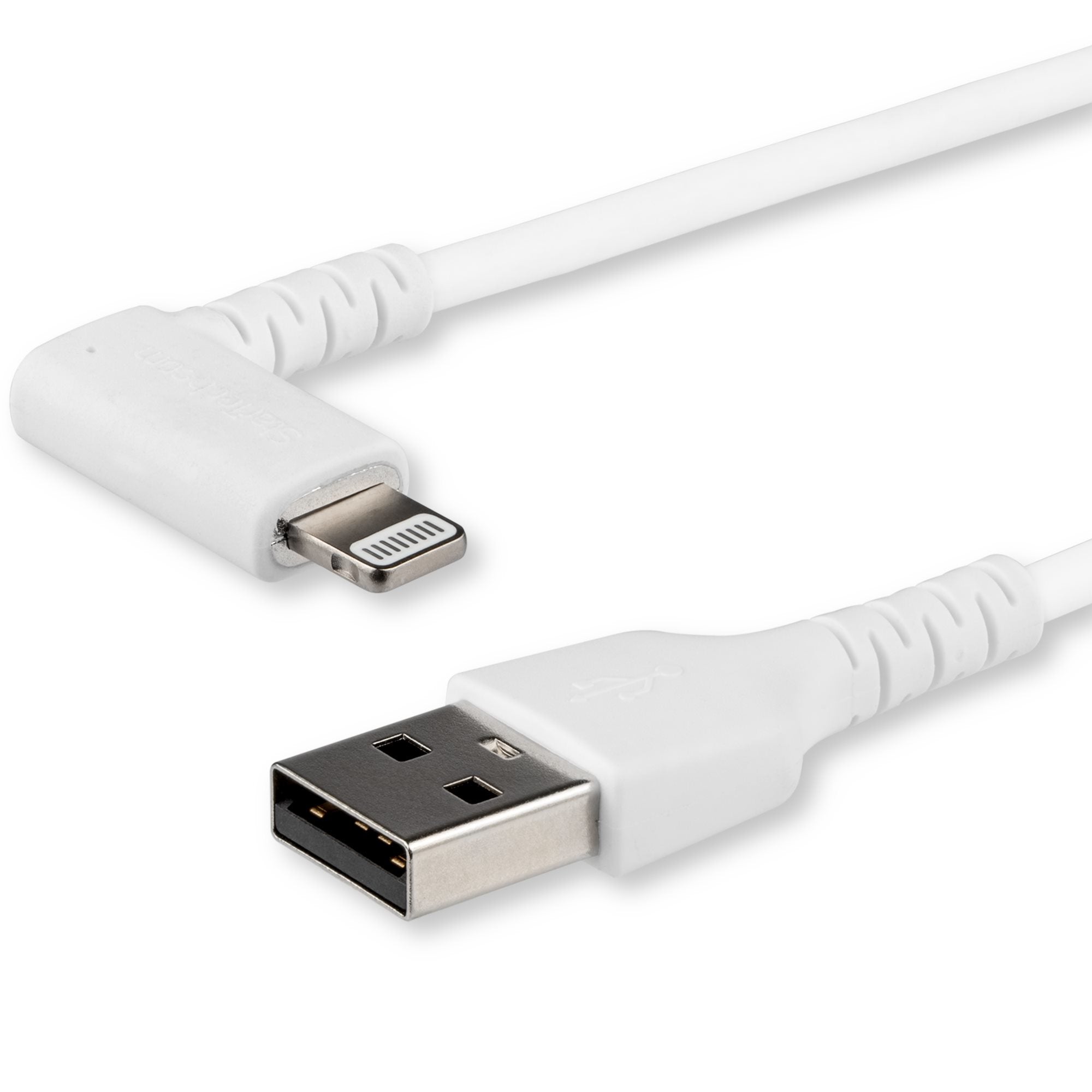 StarTech.com Kabel – Lightning auf USB-A 2 m, MFi zertifiziert, abgewinkelt, Weiss – für iPhone/iPad