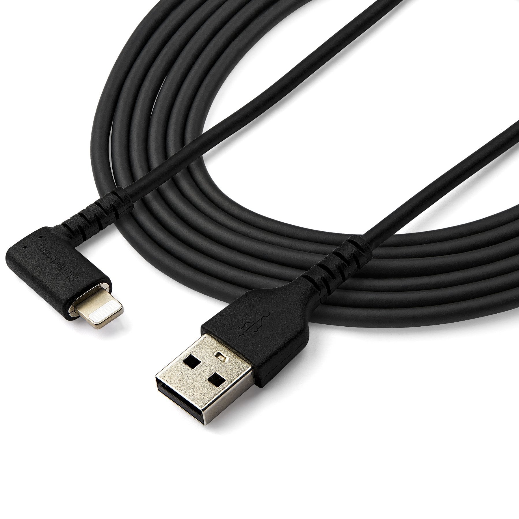 StarTech.com Kabel – Lightning auf USB-A 2 m, MFi zertifiziert, abgewinkelt, Schwarz – für iPhone/iPad