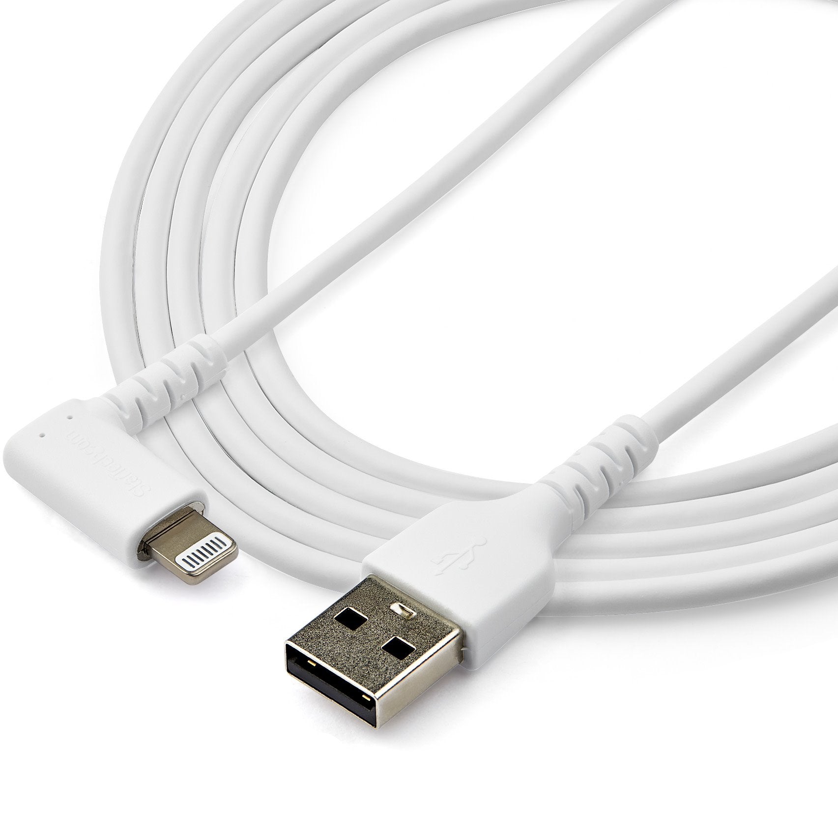 StarTech.com Kabel – Lightning auf USB-A 2 m, MFi zertifiziert, abgewinkelt, Weiss – für iPhone/iPad