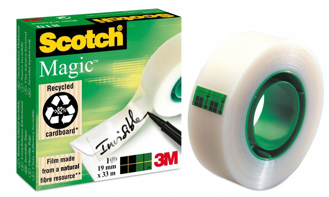 Scotch Büro-Klebeband Magic 810 – matt, beschriftbar, 19 mm × 33 m, transparent