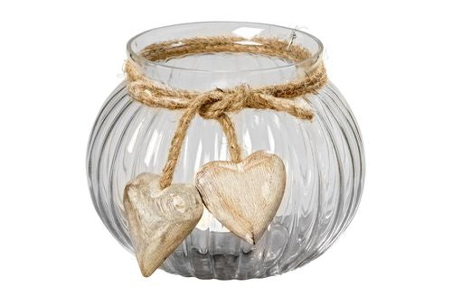 Boltze Rudy Windlicht – Glas, Transparent – Ø 13 × 10 cm