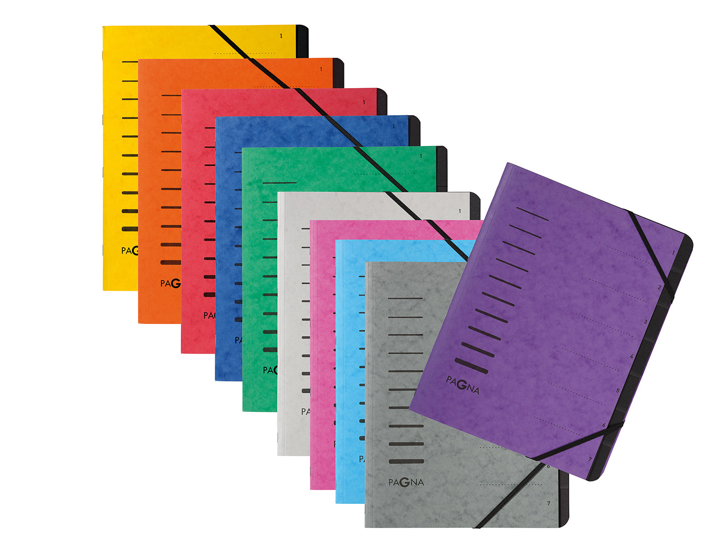Pagna Fächermappe A4 – 12 Fächer, Gummiband, Karton, Hellgrau