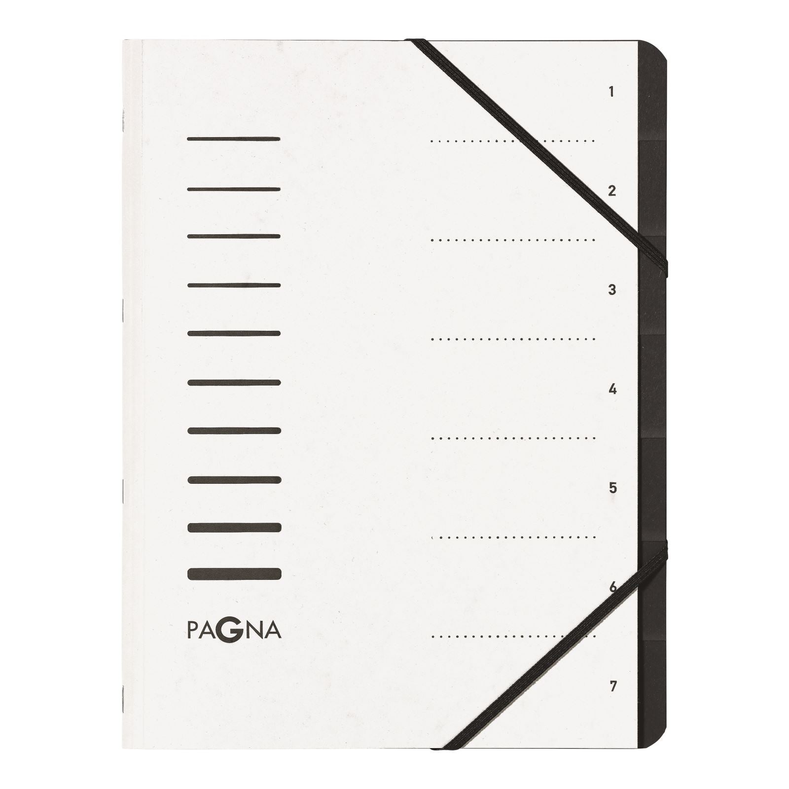 Pagna Fächermappe A4 – 7 Fächer, Gummiband, Karton, Weiss