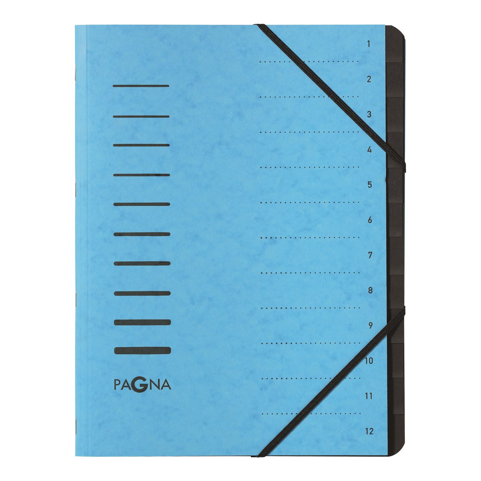 Pagna Fächermappe Office A4 – 12 Fächer, Gummiband, Karton, Hellblau