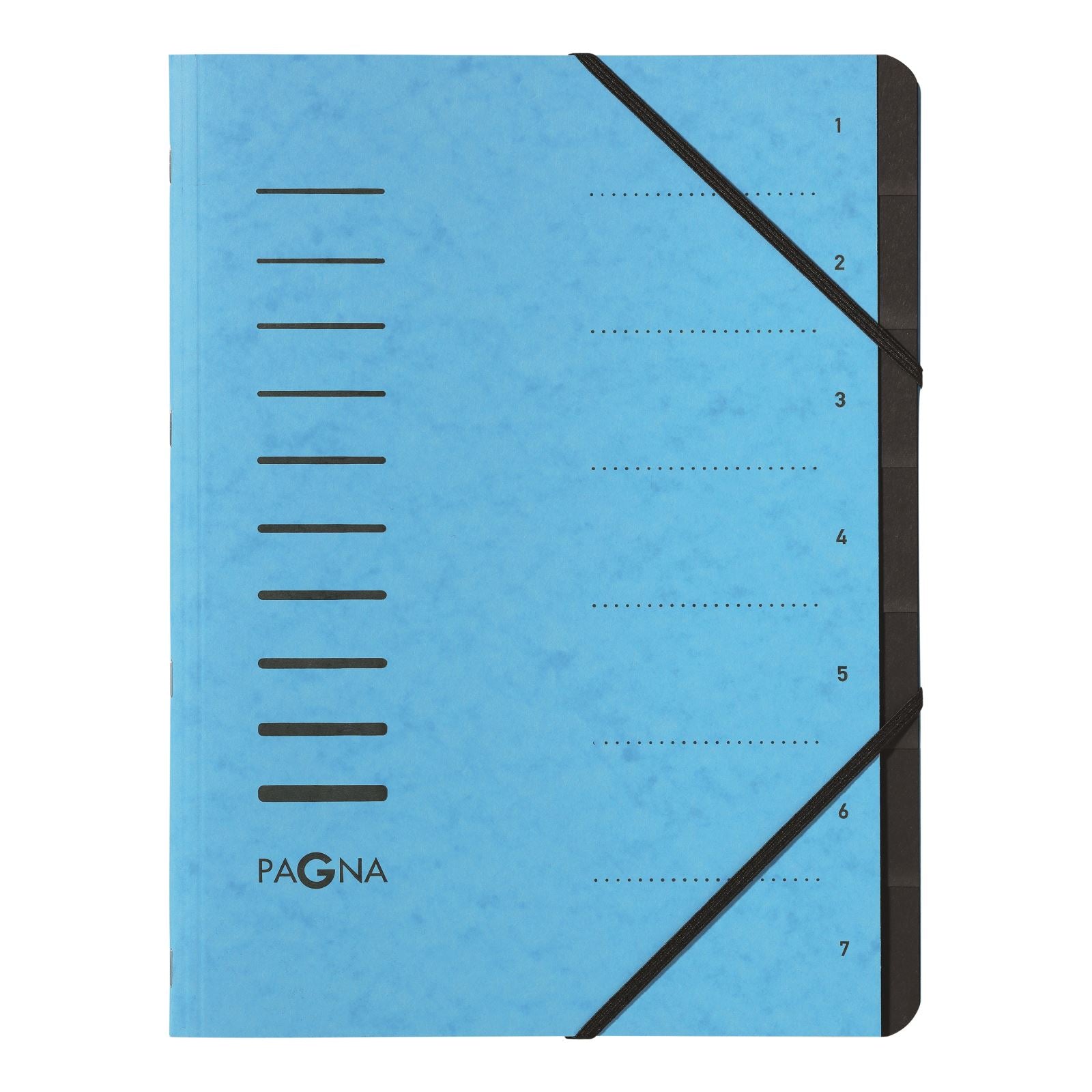 Pagna Fächermappe A4 – 7 Fächer, Gummiband, Karton, Hellblau