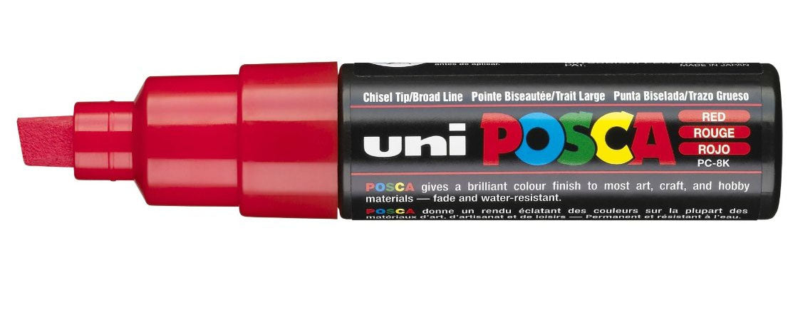 Uni-Ball Kreidemarker – Keilspitze, 8 mm – Rot