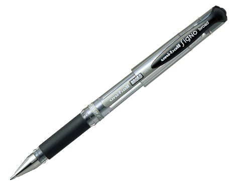 Uni-Ball Signo Gelschreiber – schwarz, 0,6 mm, dokumentenecht, wasserfest, Kappe, nachfüllbar