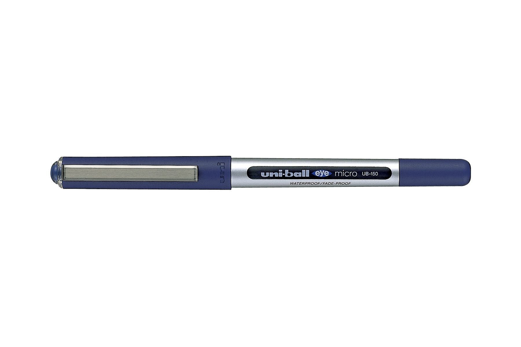 Uni-Ball Eye Micro – dokumentenechter Tintenroller, mit Kappe, 0,3 mm, blau, für Linkshänder