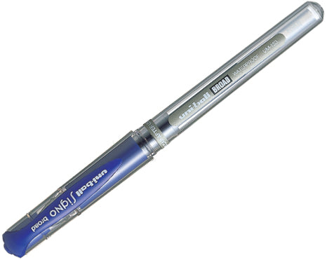 Uni-Ball Signo Gelschreiber – blau, 0,6 mm, dokumentenecht, wasserfest, Kappe, nachfüllbar – für Linkshänder