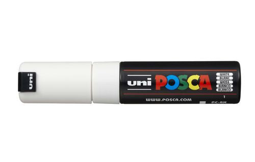 Uni-Ball Non-Permanent-Marker – Keilspitze 8 mm – Weiss – Wasserfest
