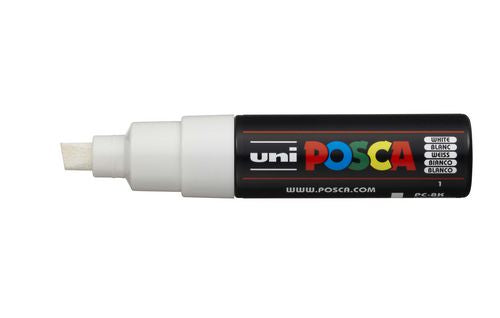 Uni-Ball Non-Permanent-Marker – Keilspitze 8 mm – Weiss – Wasserfest