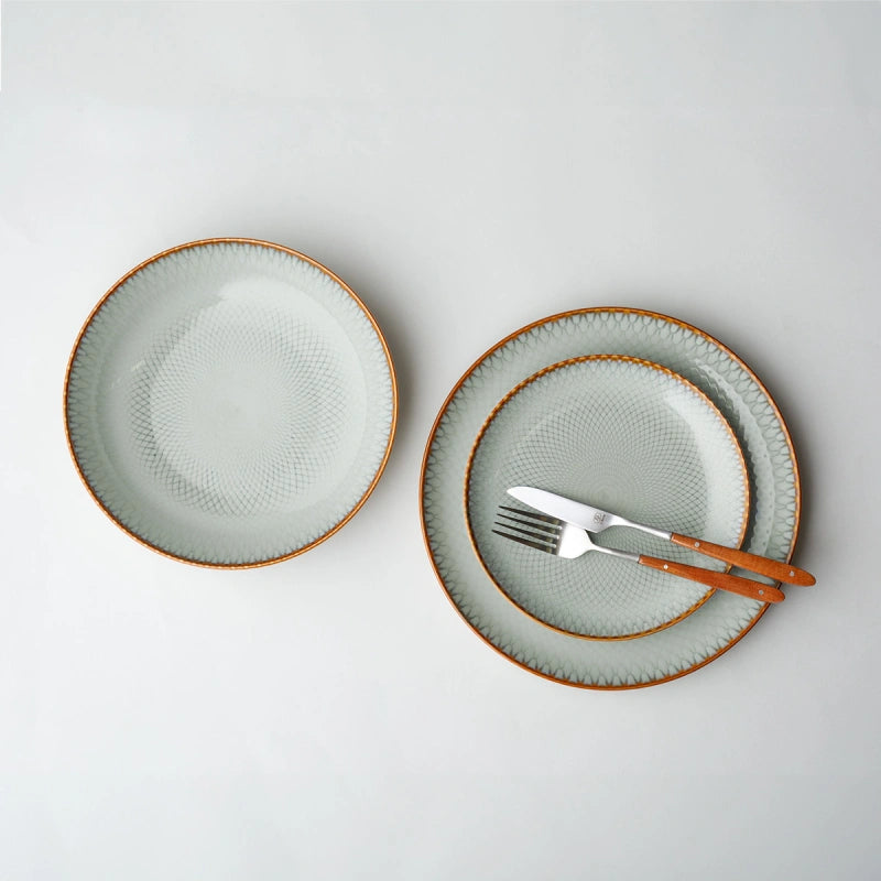 Lunasol Tellerset – 12-teiliges Set, Ø 25/23/21 cm, Steingut, Hellblau, spülmaschinenfest, mikrowellengeeignet