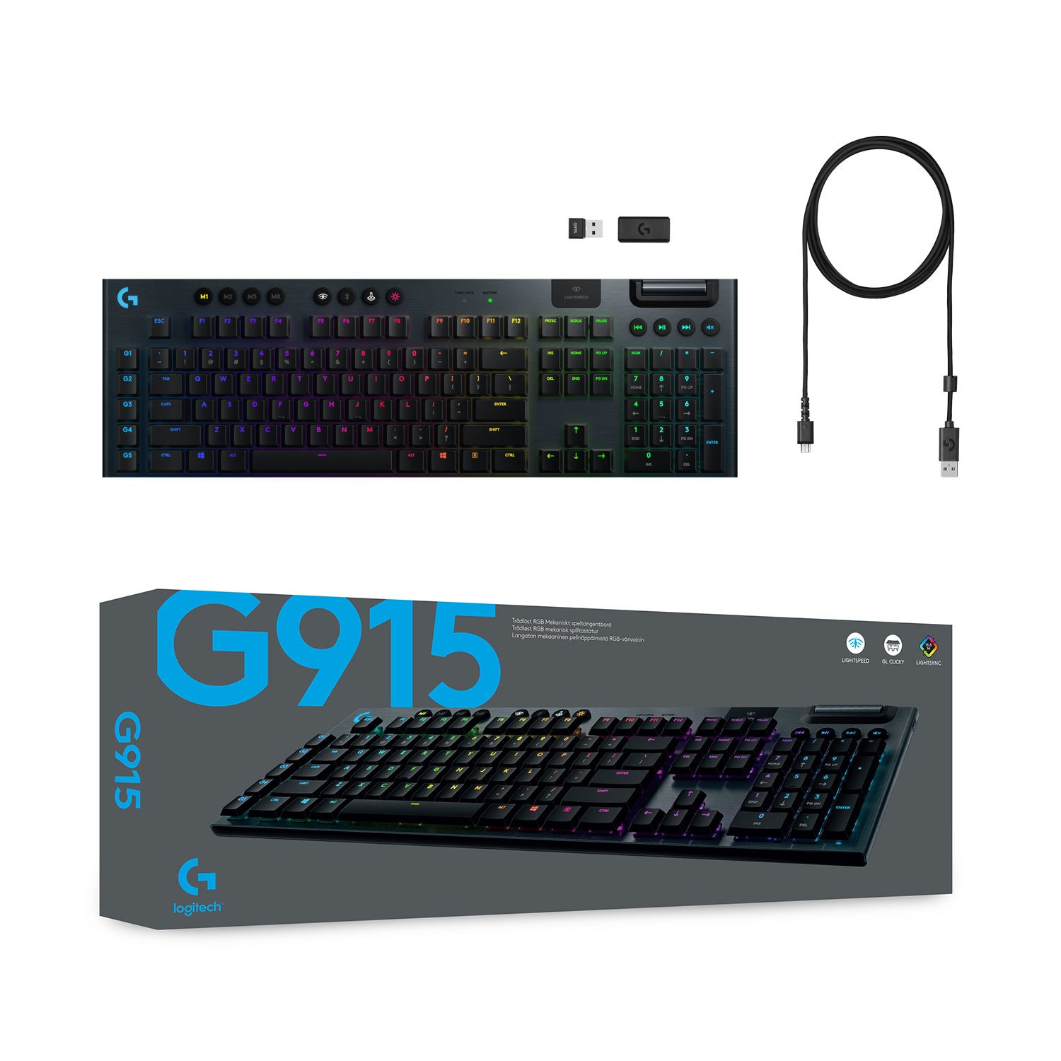 Logitech G G915 LIGHTSPEED – Gaming-Tastatur – Mechanisch, Bluetooth & 2,4 GHz (USB-A Empfänger) – Beleuchtet