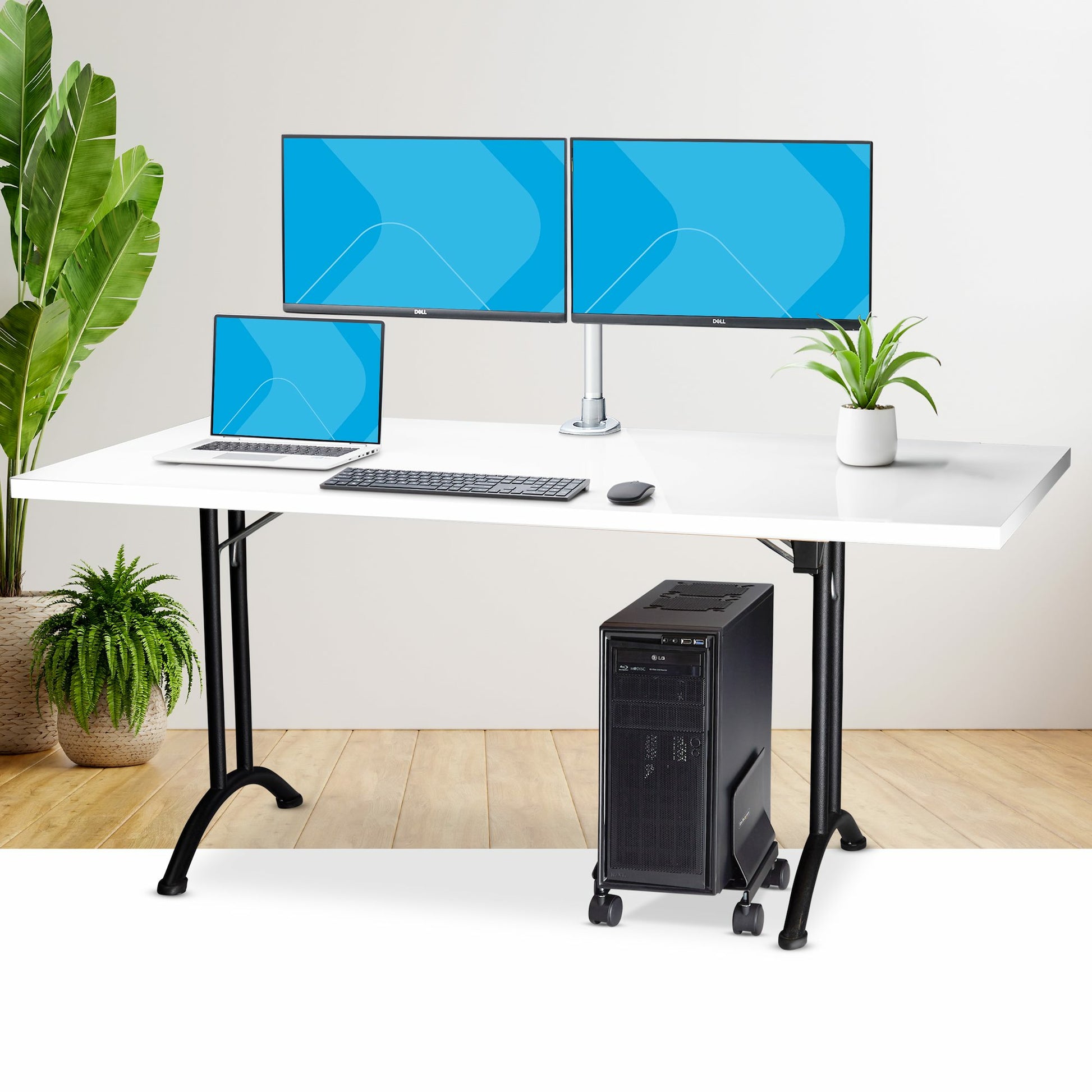 StarTech.com Gerätewagen – für Tower – 21 kg Tragkraft, einstellbare Breite 132–220 mm, 4 Rollen – Schwarz
