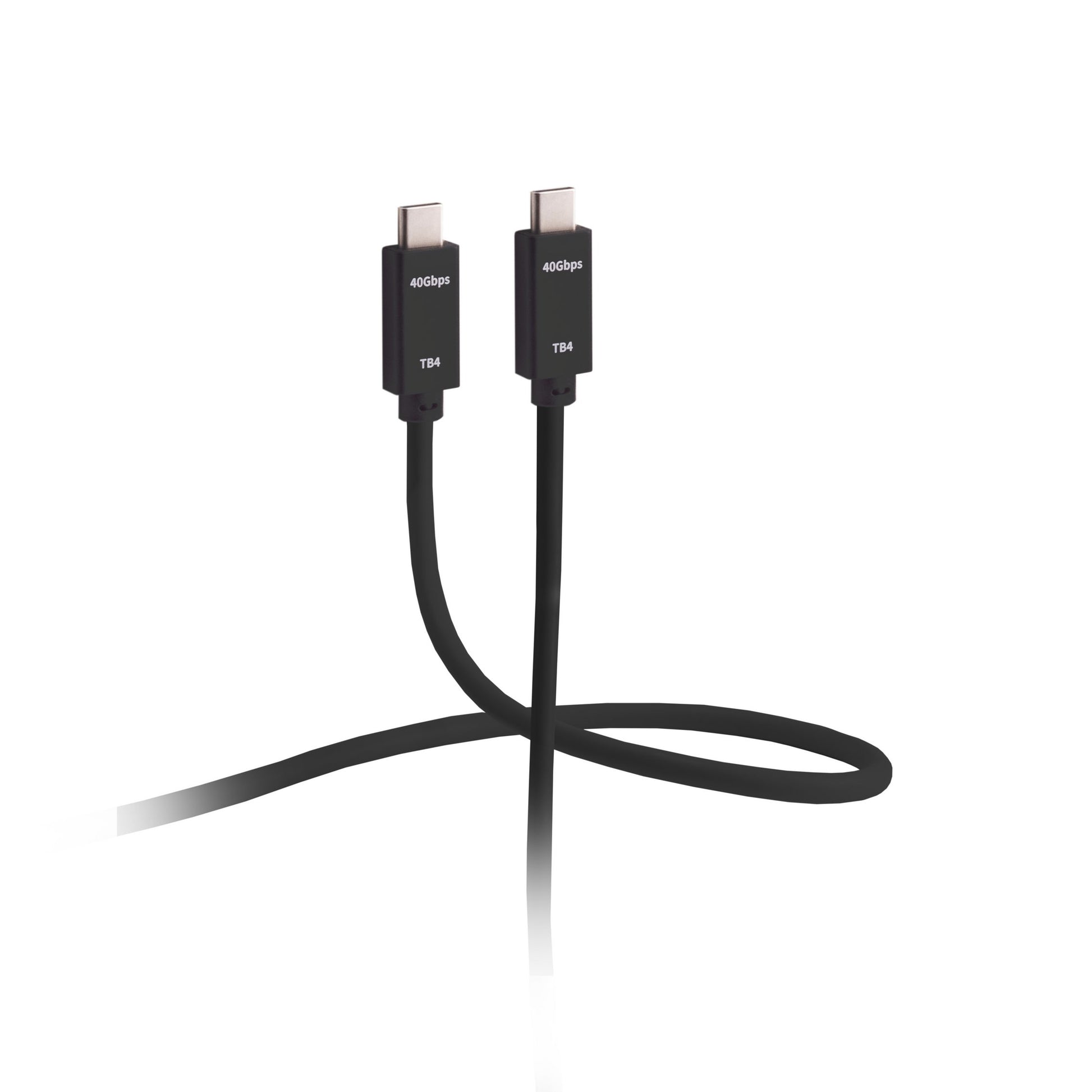 Flexline Thunderbolt 4 (USB-C) Kabel – 40 Gbit/s – 0,25 m – PD 100 W – Dreifach geschirmt – Schwarz
