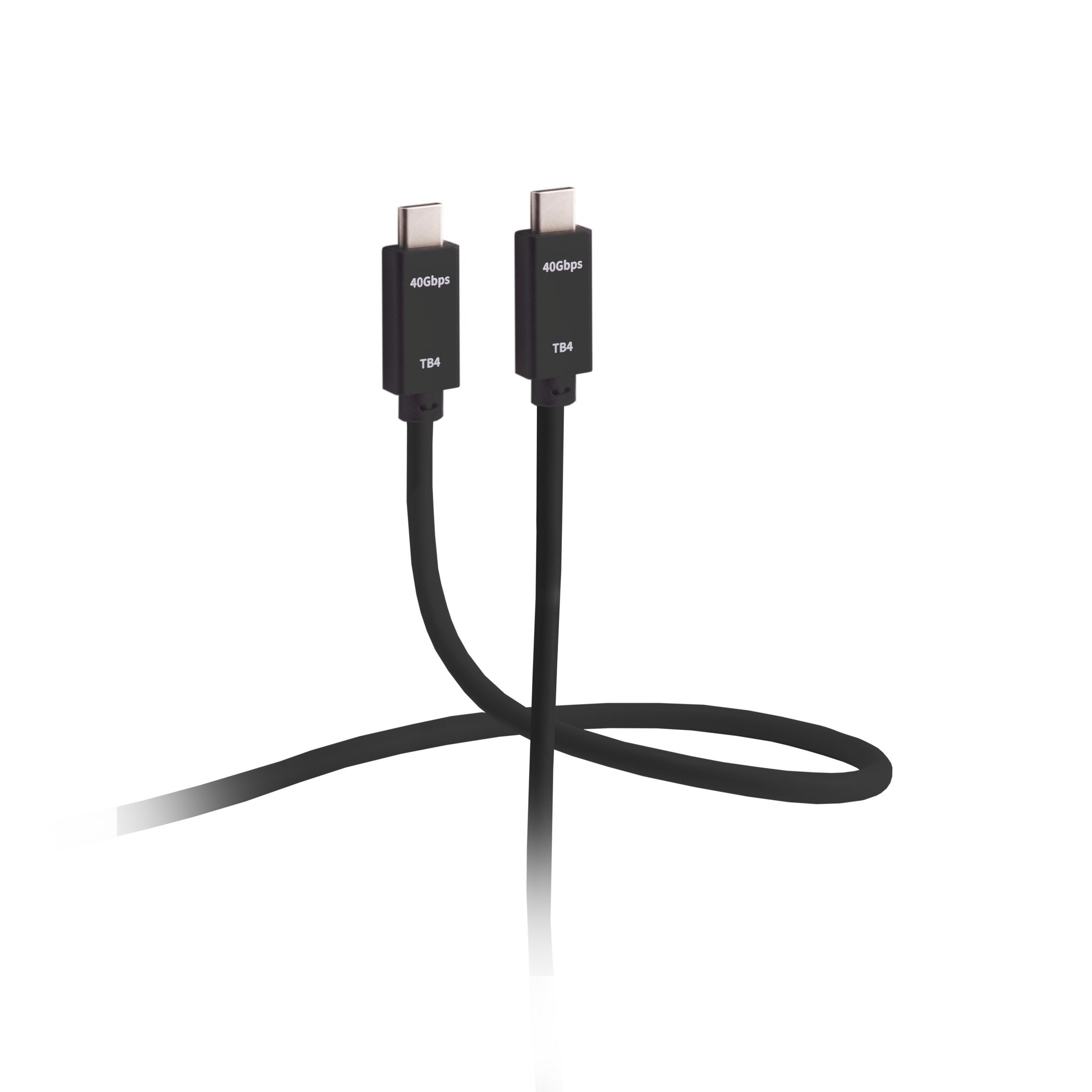 Flexline Thunderbolt 4 (USB-C) Kabel – 40 Gbit/s – 0,25 m – PD 100 W – Dreifach geschirmt – Schwarz