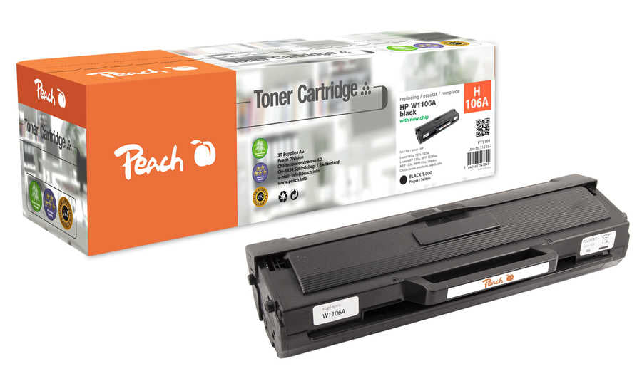 Peach Toner W1106A – schwarz, 1000 Seiten – für HP Laser 107/Laser MFP 130/135 und andere