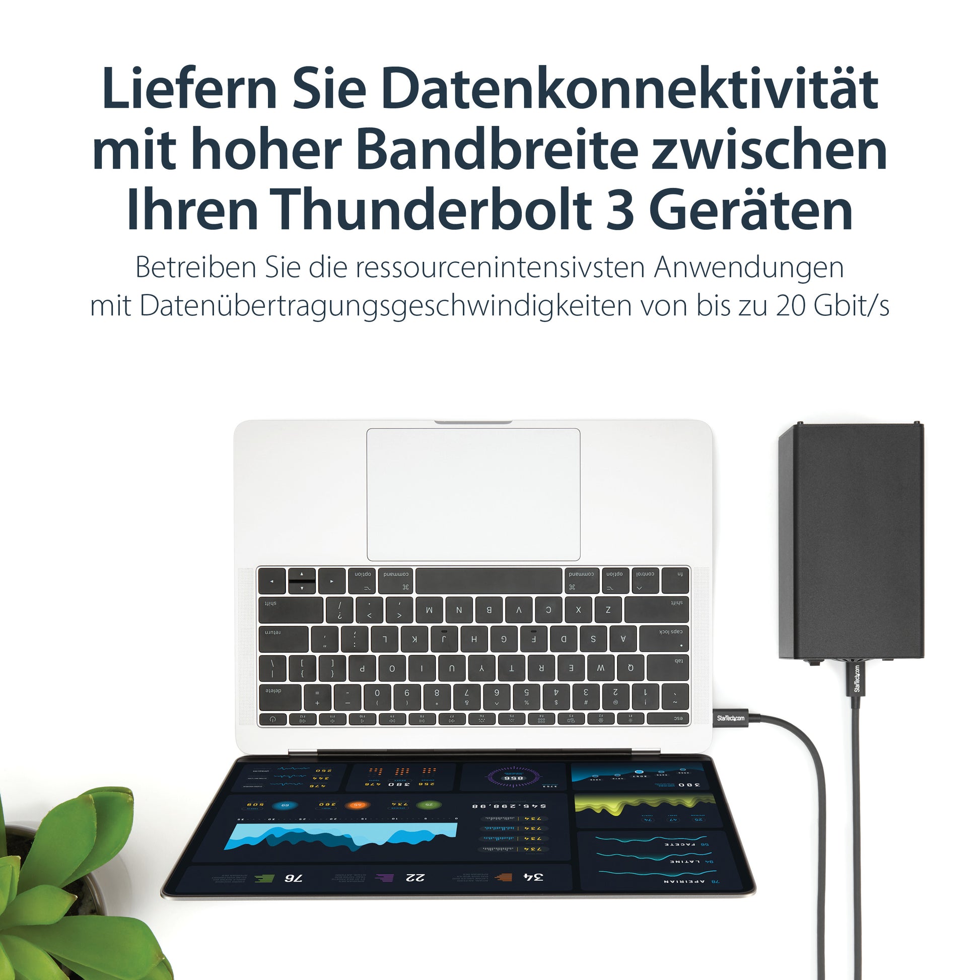 StarTech.com Thunderbolt 3 (USB-C) Kabel – 20 Gbit/s – 1 m – PD 100 W – PVC-Mantel – Schwarz
