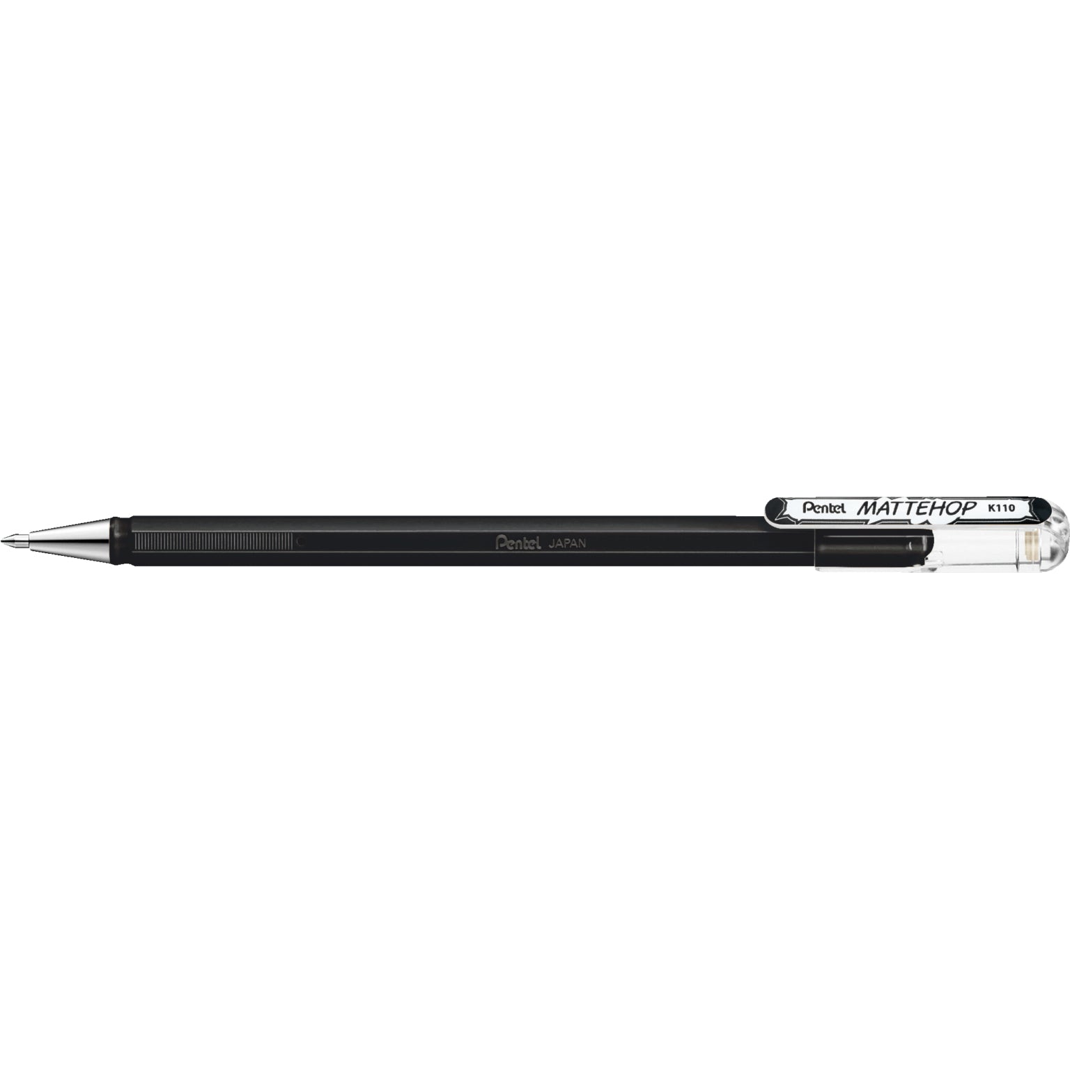 Pentel Mattehop Gelschreiber, Kappe – Schwarz, Spitze 1 mm, wasserfest, 1 Stk.
