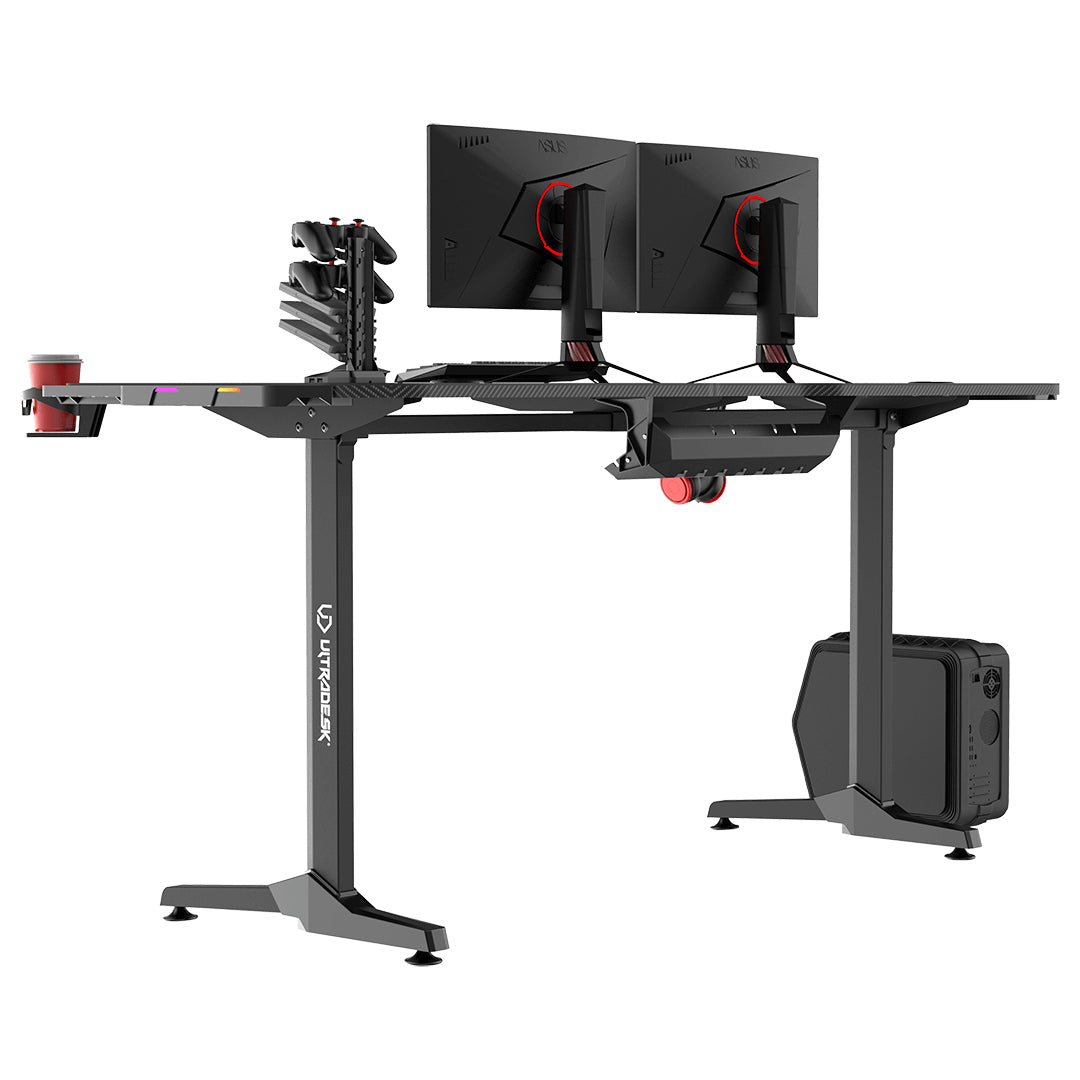 Ultradesk Frag XXL Gaming-Tisch – 165 × 75 cm, pink, Stahl