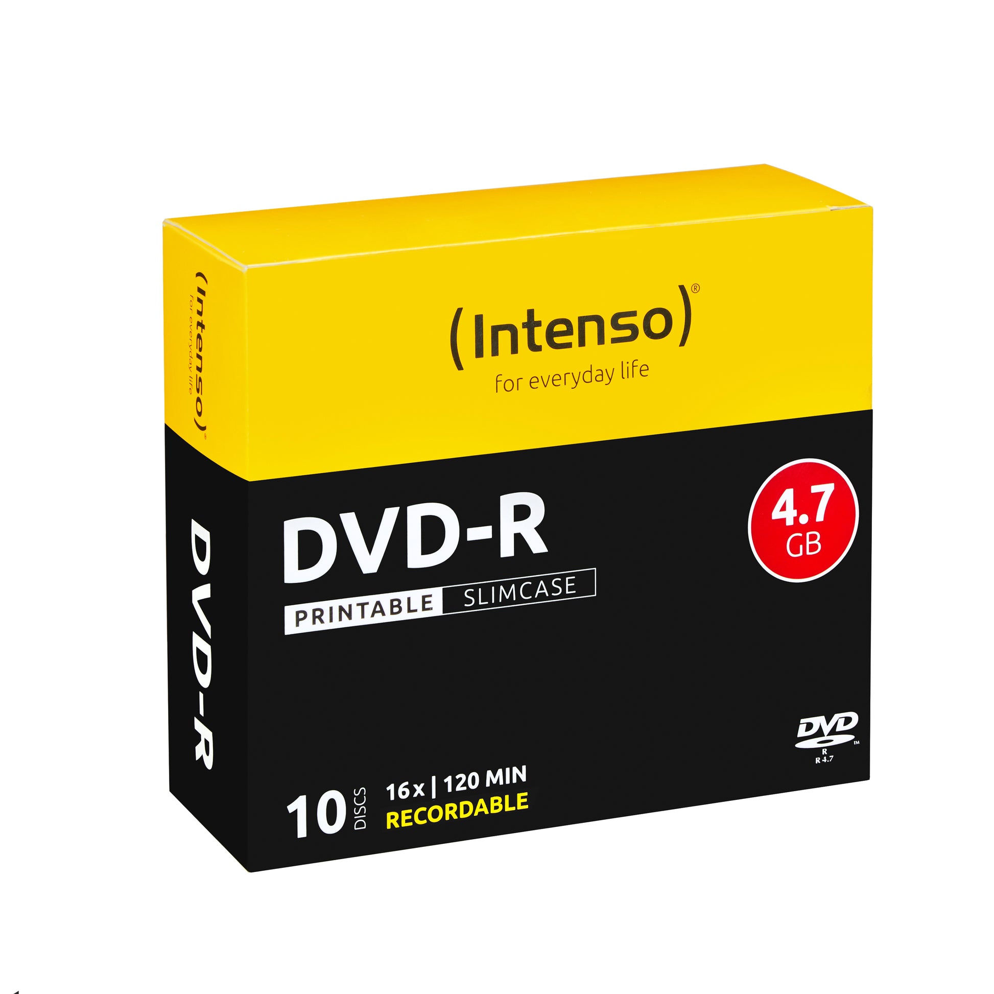 Intenso DVD-R 4,7 GB – 16×, bedruckbar, 10er Pack