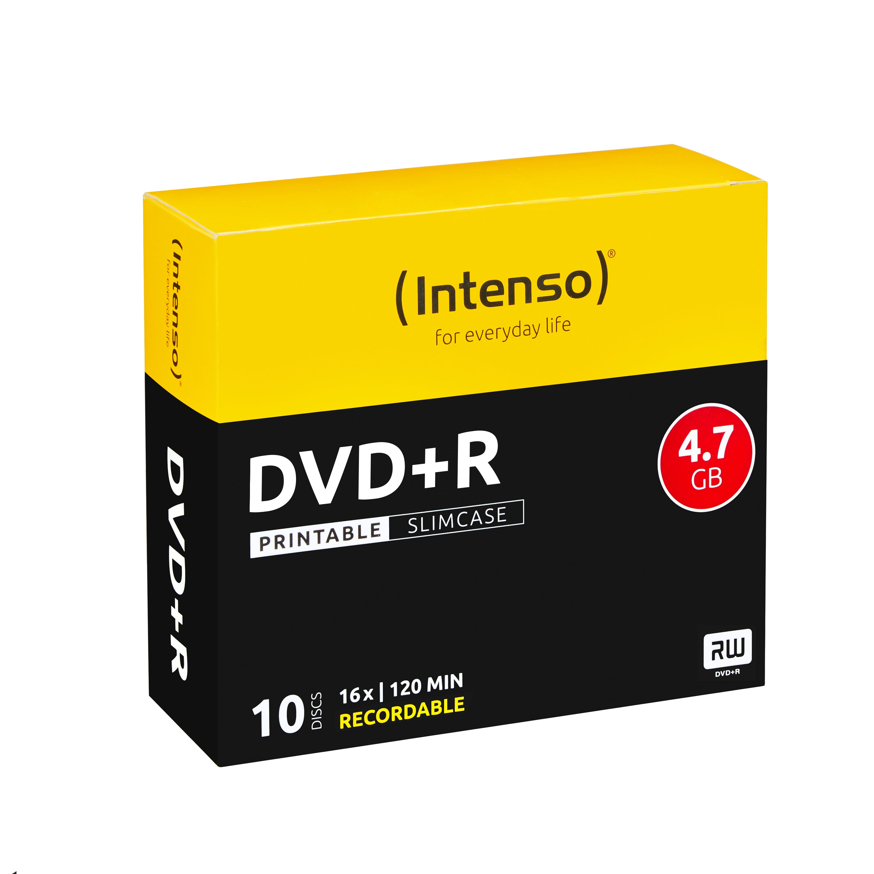 Intenso DVD+R 4,7 GB – 16×, bedruckbar, 10er Pack