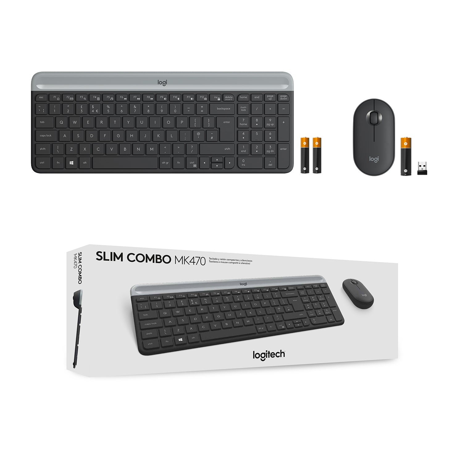 Logitech MK470 – Tastatur, kabellos (2,4 GHz), US-Layout (EN) – für Windows 10, Windows 11 & ChromeOS