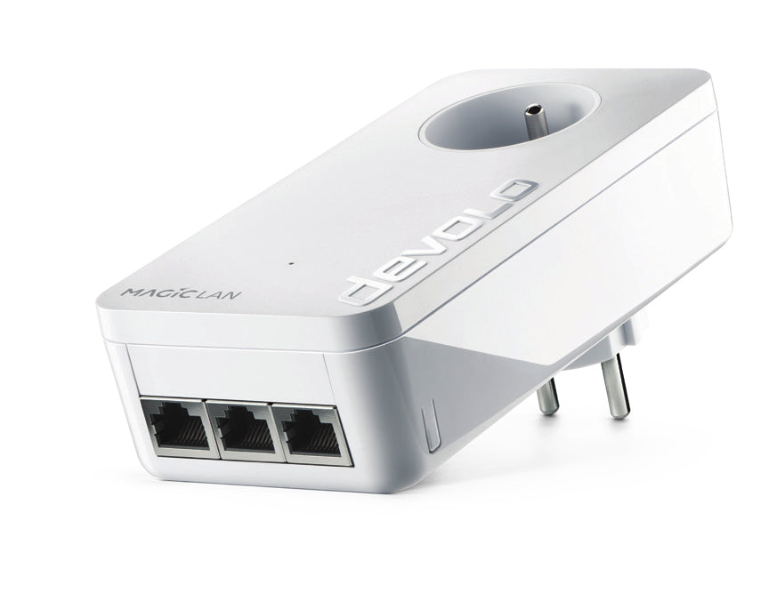 Devolo Magic 2 LAN – Powerline-Kit (2er-Set) – 2400 Mbit/s, 3× Gigabit-LAN + 1× Gigabit-LAN, Weiss