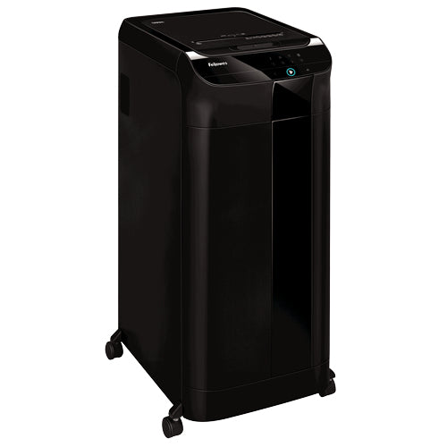 Fellowes AutoMax 600M – Aktenvernichter mit Autofeed 600 Blatt, DIN P-5, Partikelschnitt 2 × 12 mm, 83 l