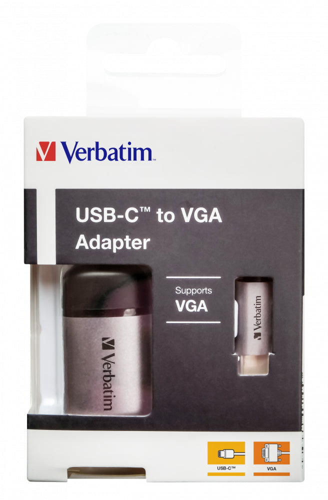 Verbatim USB-C zu VGA Adapter – 1920 × 1080, 10 cm – für Windows, Mac und Linux