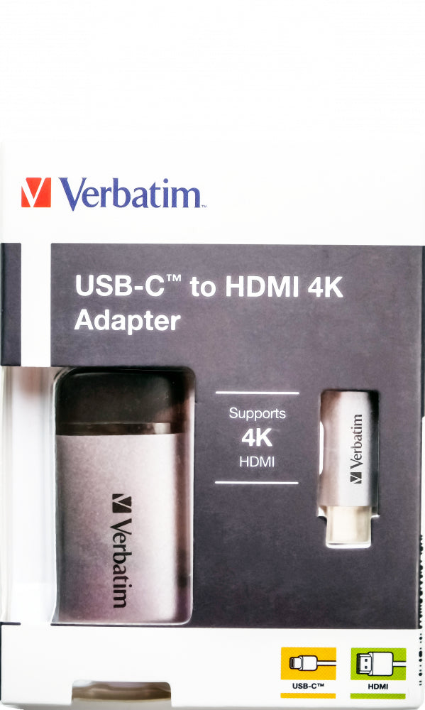 Verbatim USB-C auf HDMI Adapter USB 3.1 – 0,1 m – Schwarz/Silber – für Windows, Mac, Linux