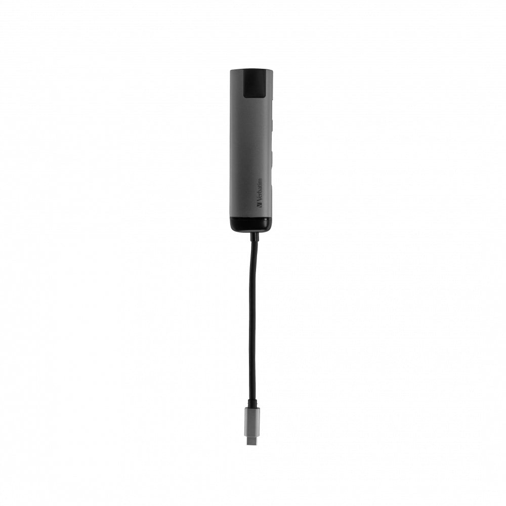 Verbatim 49141 Multiport-Adapter – USB-C, 1× HDMI, 3× USB-A, GbE, für Windows/Mac/Linux