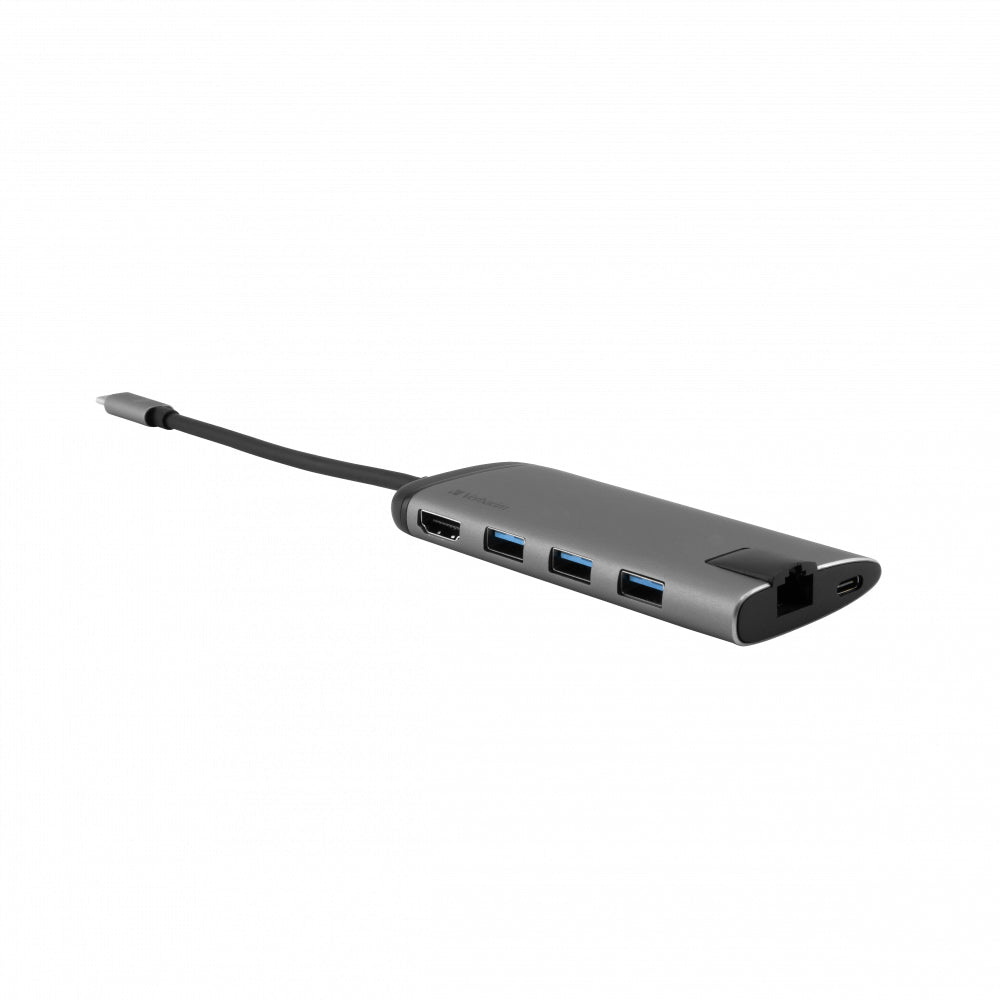 Verbatim 49142 Multiport-Adapter – USB-C, 1× HDMI, 2× USB-A, microSD, für Windows/Mac/Linux