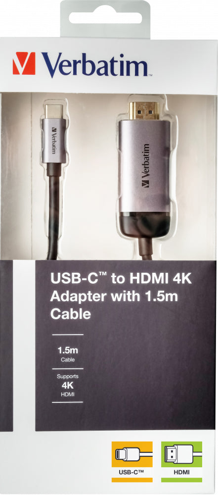Verbatim USB-C zu HDMI Kabel – 4K (3840 × 2160), 1,5 m – für Windows, Mac, Linux
