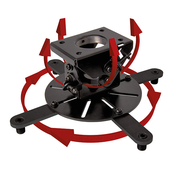 B-Tech SYSTEM 2 - Extra-Gross – Beamer-Deckenhalterung, H 0–49,4 cm, 25 kg, 360° schwenkbar, neigbar, schwarz