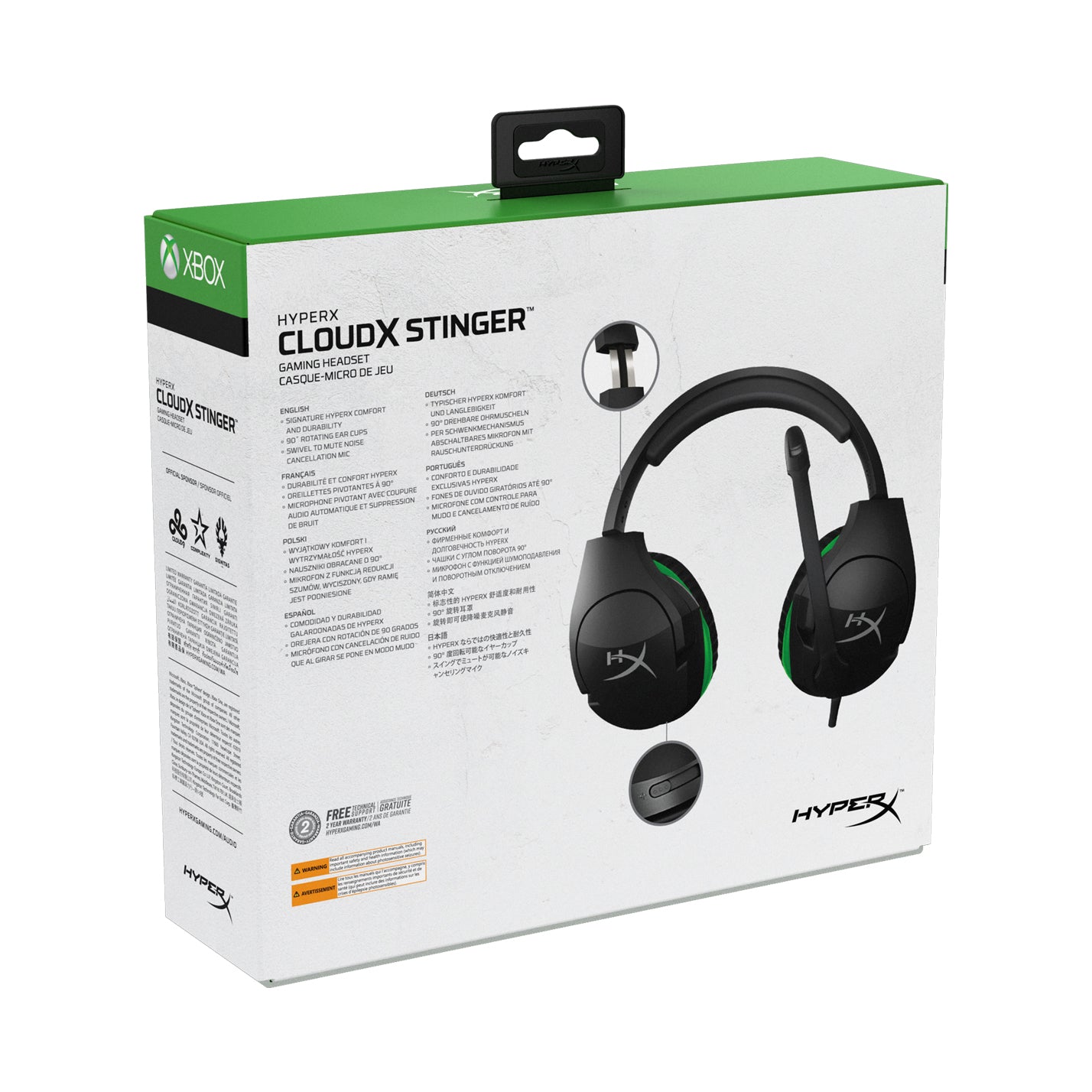 HyperX CloudX Stinger Gaming-Headset – Over-Ear, Stereo, Kabelgebunden, 3,5 mm Klinke, für Xbox, Schwarz/Grün
