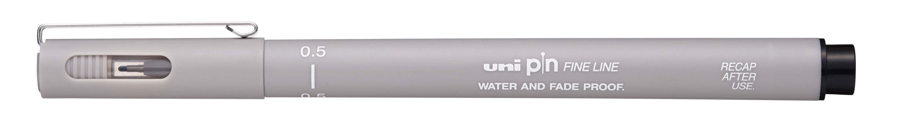 Uni-Ball Pin Fineliner – 0,5 mm, grau, 1 Stk., wasserfest