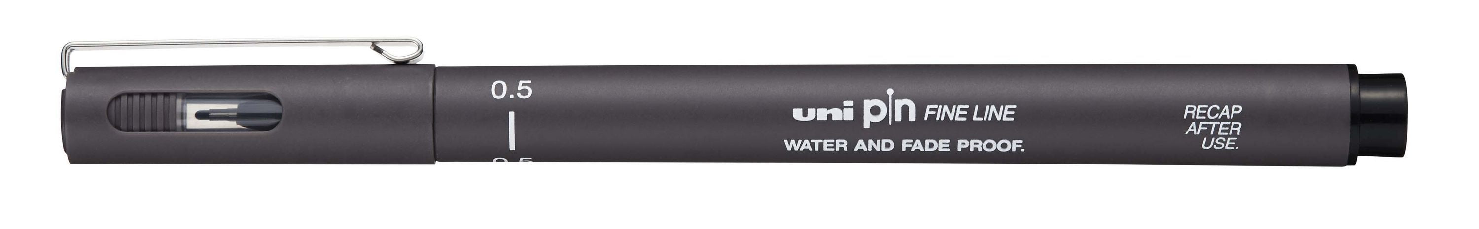 Uni-Ball Pin Fineliner – 0,5 mm, grau, wasserfest