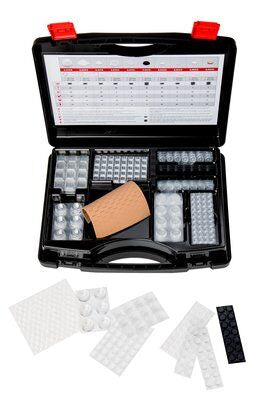 3M Bumpon Elastikpuffer-Set – Polyurethan (PU), Schwarz/Transparent, selbstklebend, Sortiment im Koffer