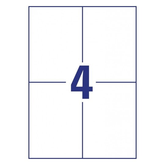 Avery Etiketten, 105 mm × 148 mm, naturweiss, Altpapier, permanent, 10 Blatt (40 Etiketten)
